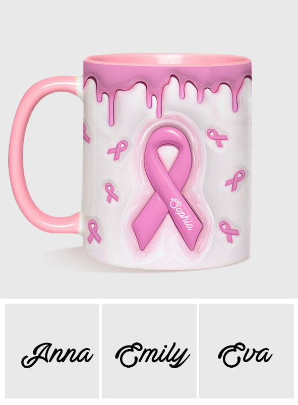 Pink Is My Signature Color - Personalized Breast Cancer Awareness Accent Mug