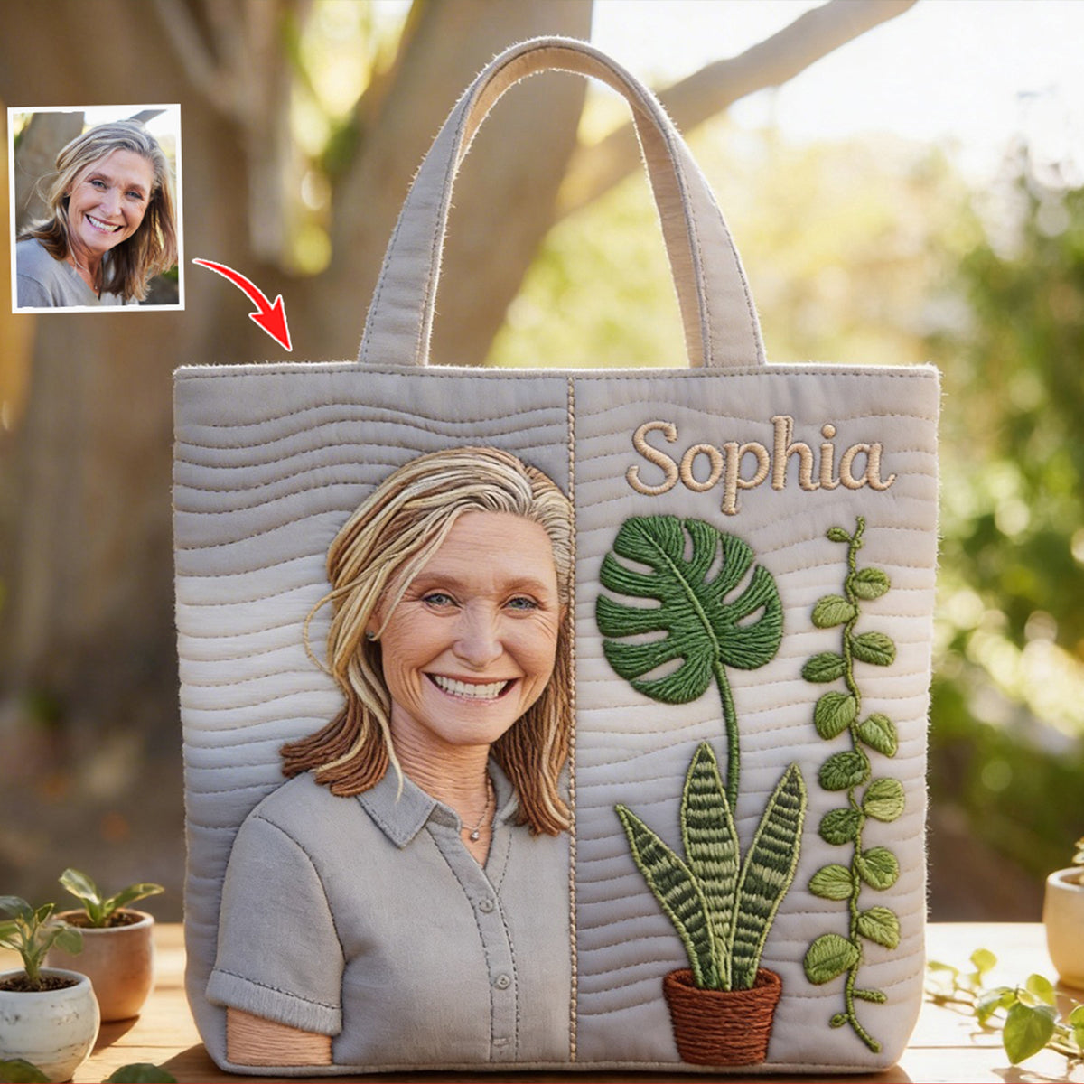 Custom Any Photo Love Plants - Personalized Gardening Quilted Tote Bag