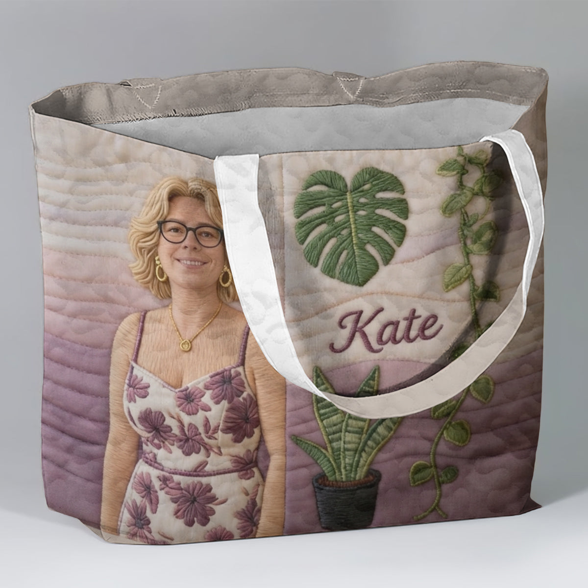 Custom Any Photo Love Plants - Personalized Gardening Quilted Tote Bag