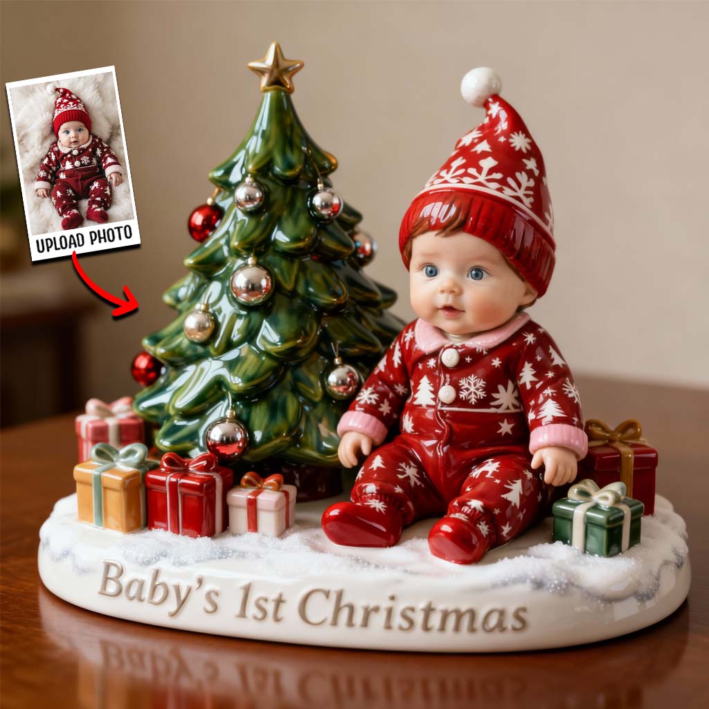 Babys erstes Weihnachtsfest – Personalisierte Acrylplakette in Kinderform