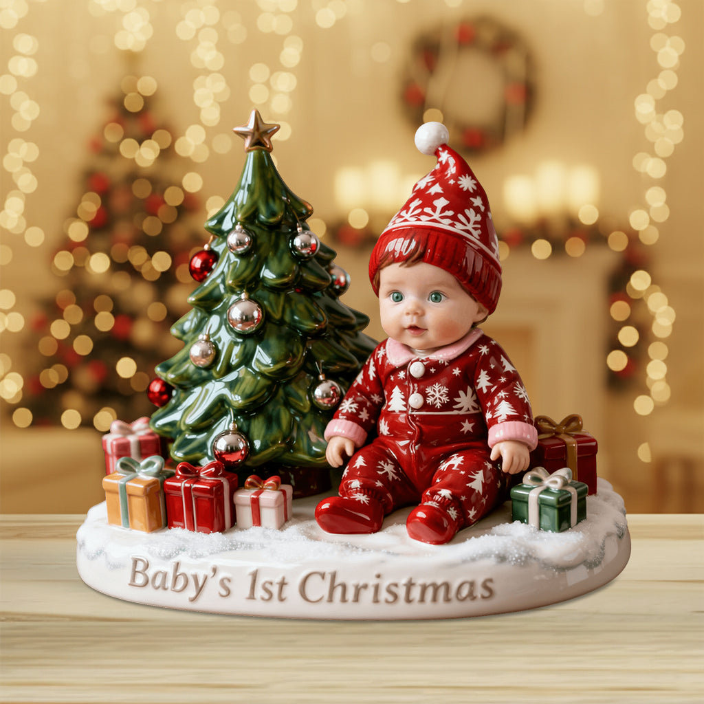 Babys erstes Weihnachtsfest – Personalisierte Acrylplakette in Kinderform