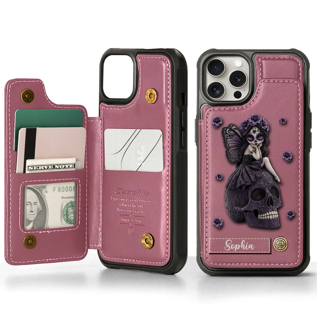 Wunderschönes Gothic-Feenmädchen – personalisierte Totenkopf-Handyhülle
