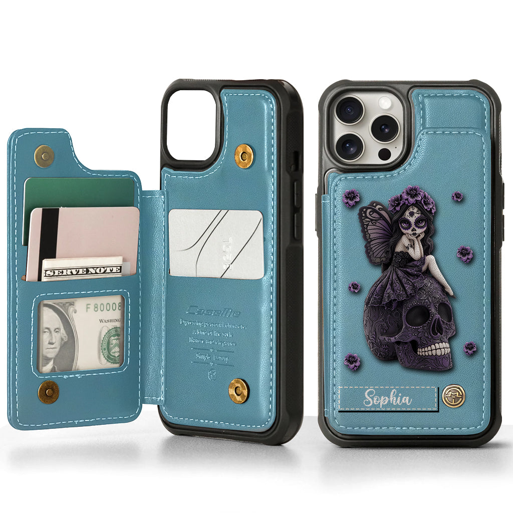 Wunderschönes Gothic-Feenmädchen – personalisierte Totenkopf-Handyhülle