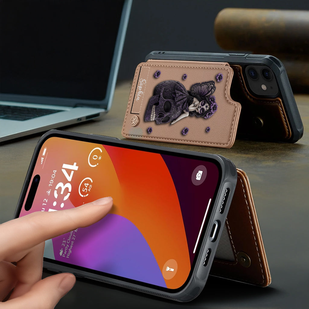 Wunderschönes Gothic-Feenmädchen – personalisierte Totenkopf-Handyhülle