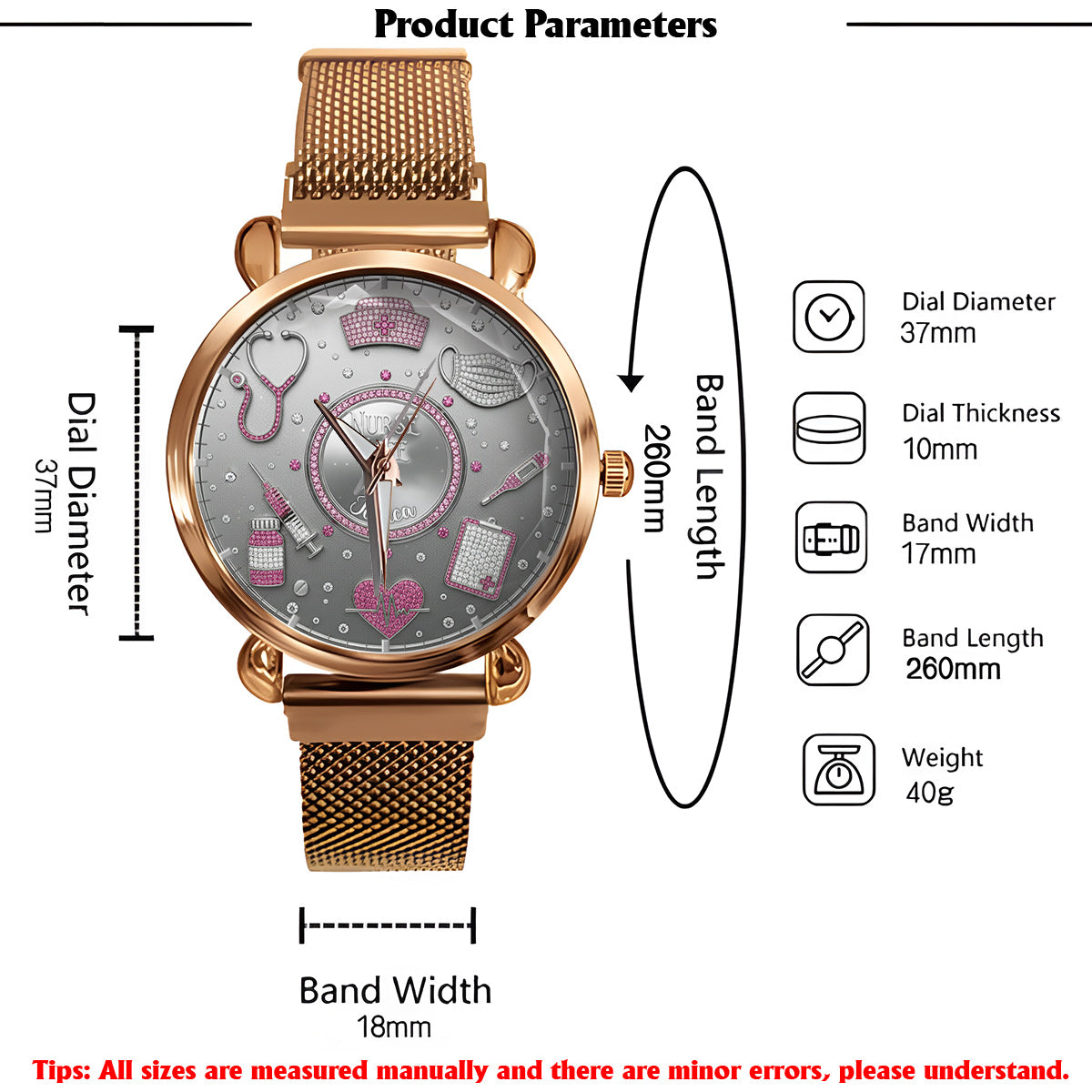 Liebe zum Krankenschwesterleben – Personalisierte Armbanduhr für Krankenschwestern 