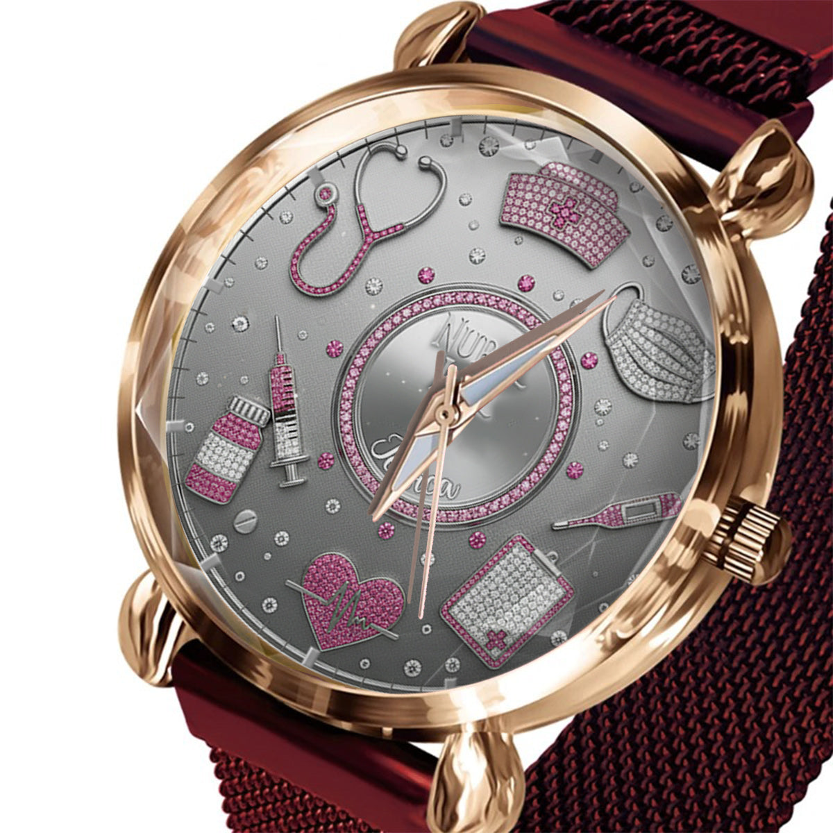 Liebe zum Krankenschwesterleben – Personalisierte Armbanduhr für Krankenschwestern 