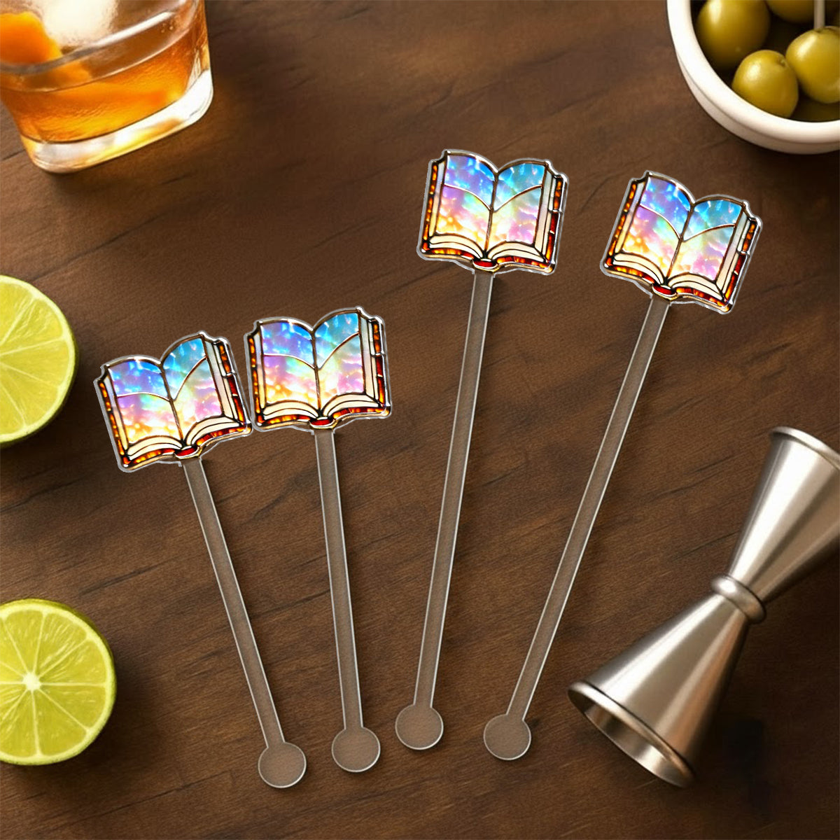 Liebe Bücher – Personalisierte Buch-Set-Tasse mit Acryl-Rührstäbchen