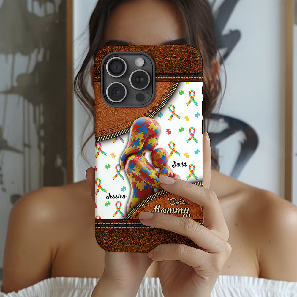 Die Liebe einer Mutter – Personalisierte Handyhülle mit vollflächigem Aufdruck zum Thema Autismus