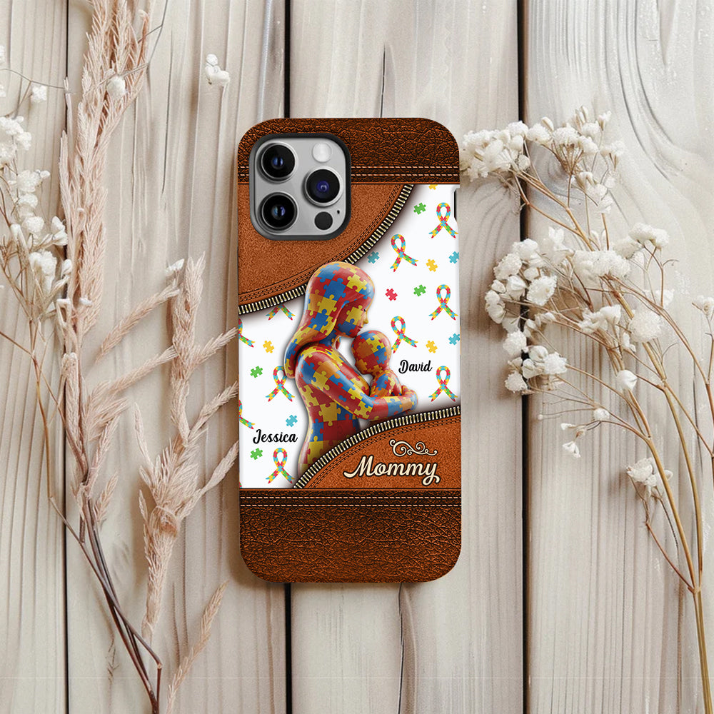 Die Liebe einer Mutter – Personalisierte Handyhülle mit vollflächigem Aufdruck zum Thema Autismus