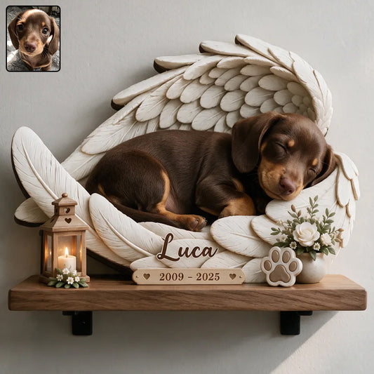 Für immer in unseren Herzen - Personalisierte Hund Holz Wandregal
