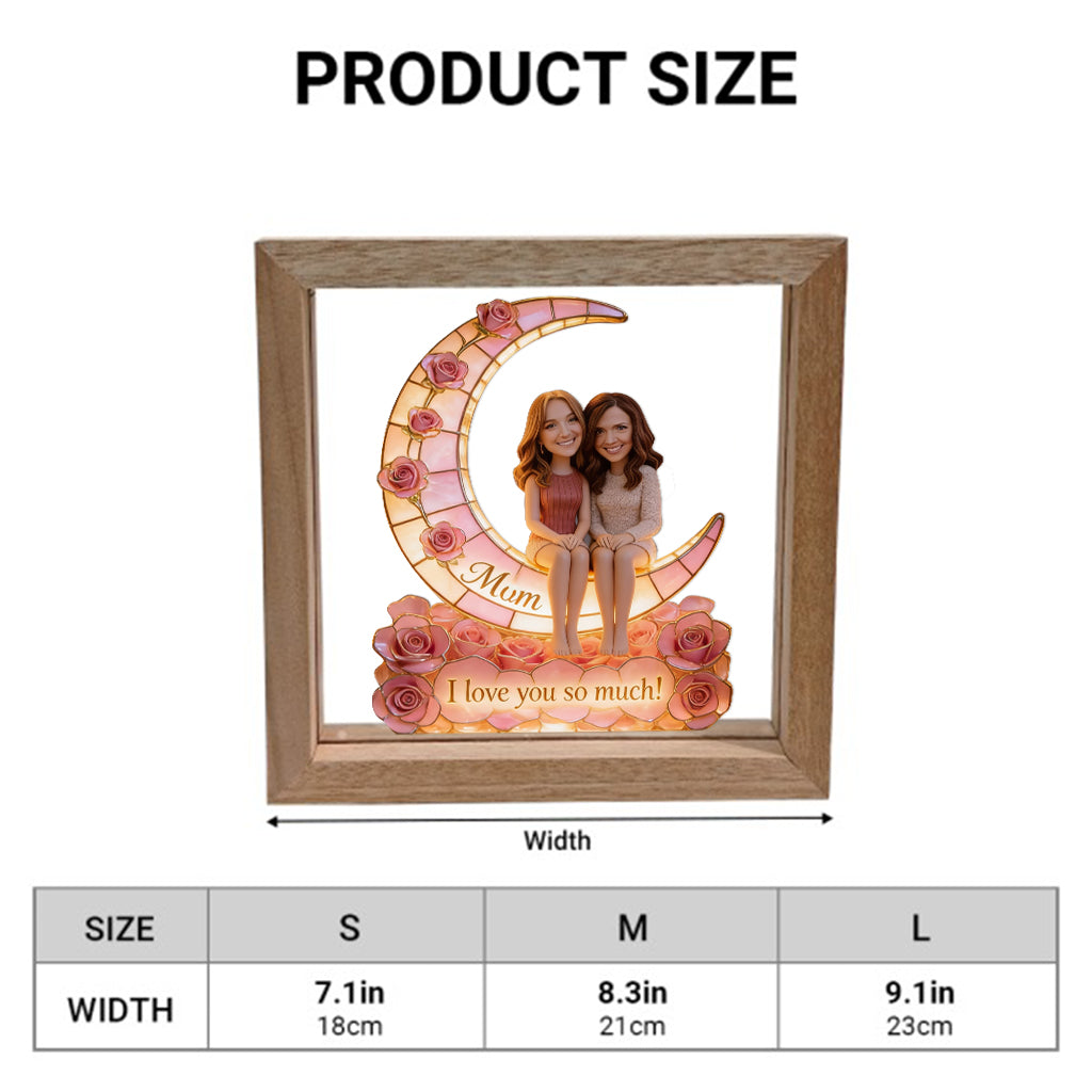 Personalisierter Fotorahmen mit LED-Beleuchtung – „Liebe Mama, Oma bis zum Mond“