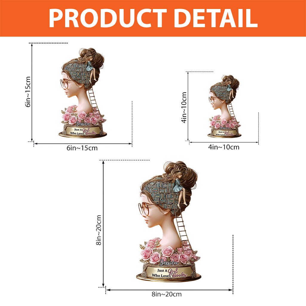 Einfach ein Mädchen, das Bücher liebt – personalisierte Acrylplakette in Buchform