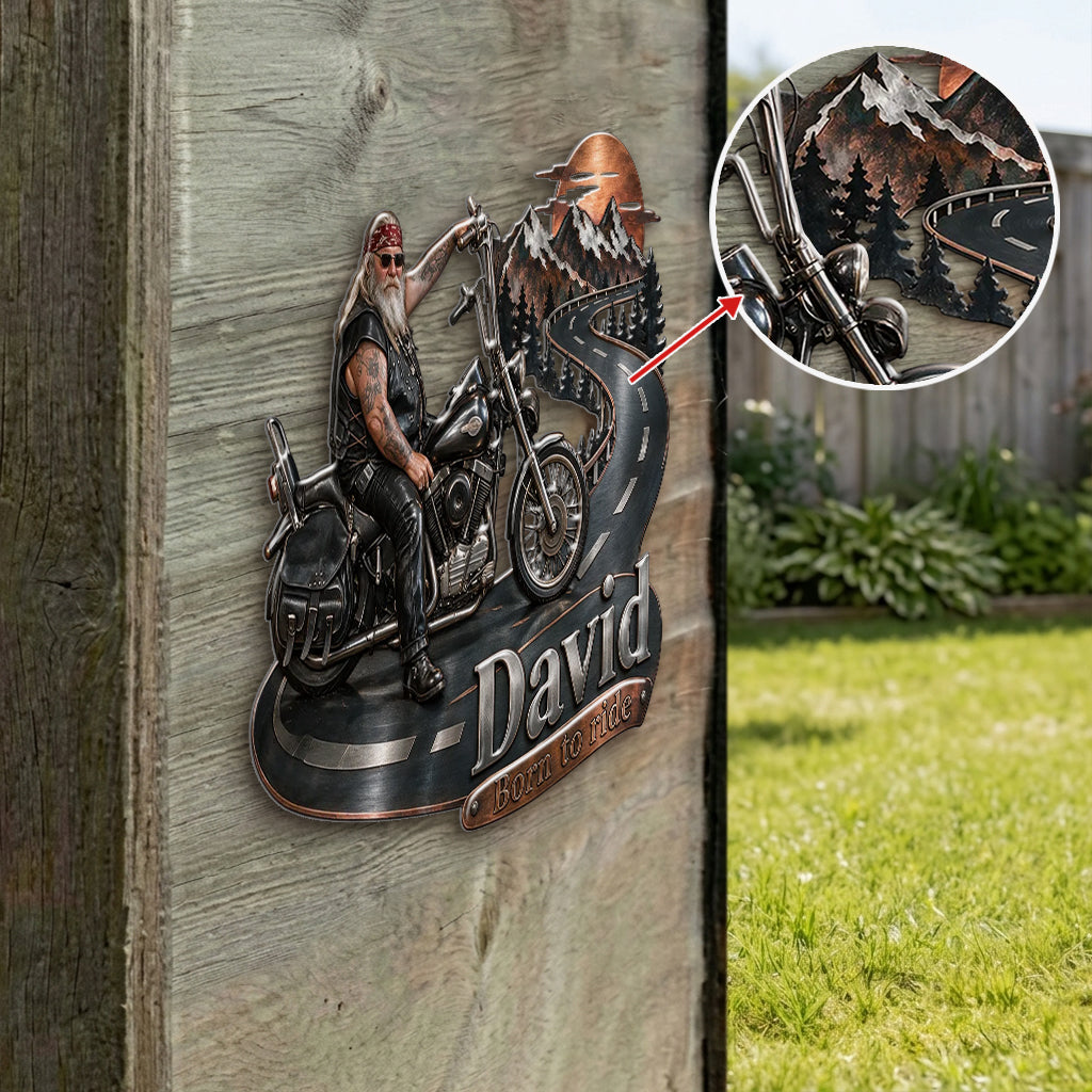 Biker Gift - Personalized Biker 3D Printed Cut Metal Sign