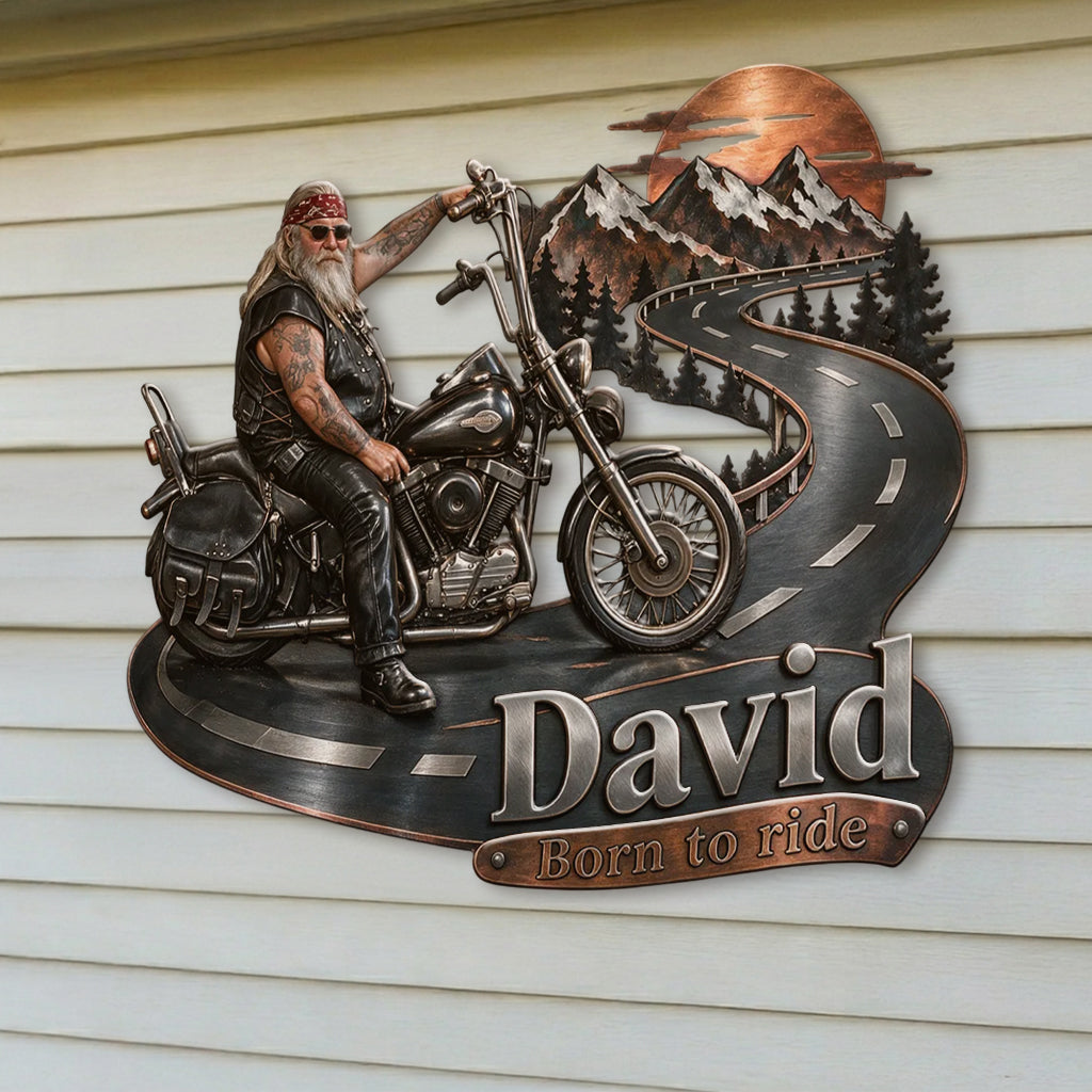 Biker Gift - Personalized Biker 3D Printed Cut Metal Sign