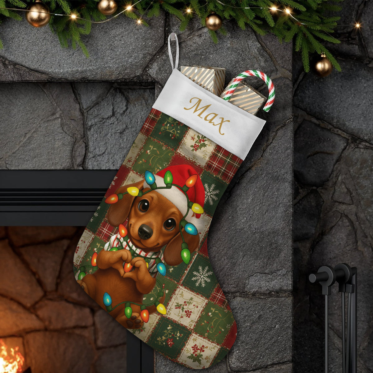 Niedlicher Hund – personalisierte Weihnachtsstrümpfe mit Hund