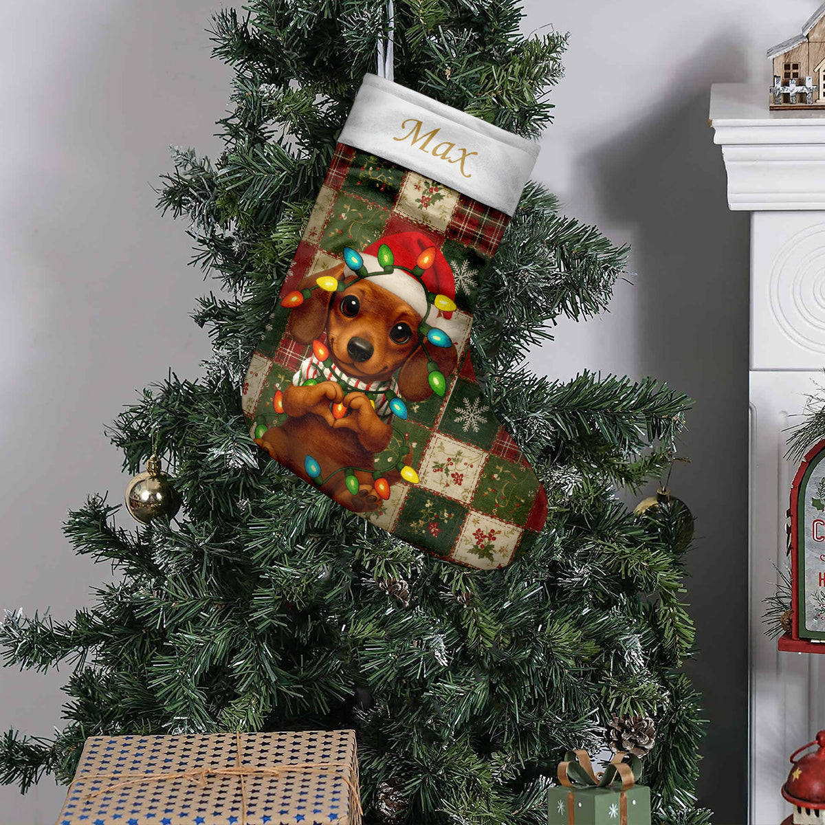 Niedlicher Hund – personalisierte Weihnachtsstrümpfe mit Hund