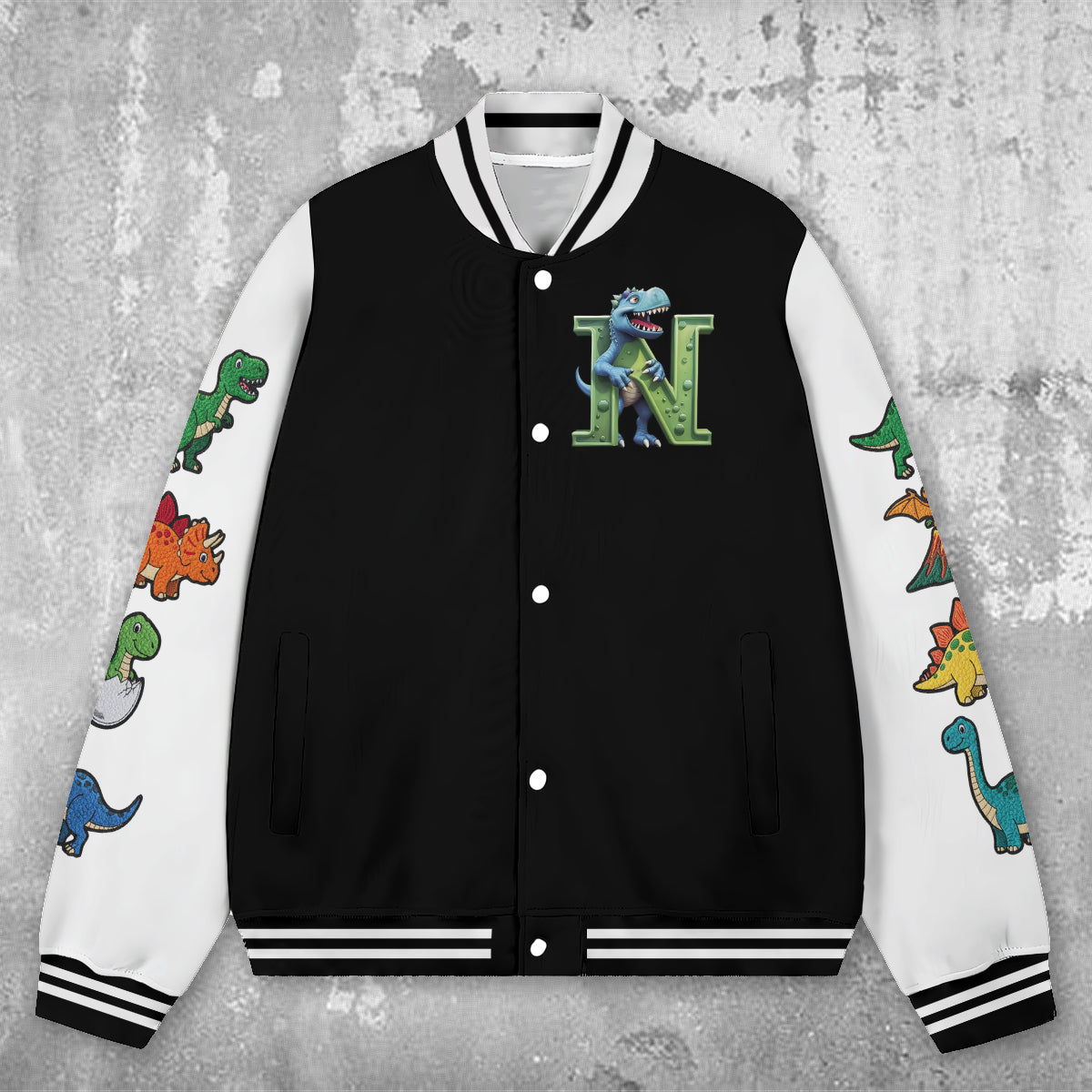 Dinosaurier-Motive für Jungen und Mädchen – Personalisierte Kinder-Collegejacke