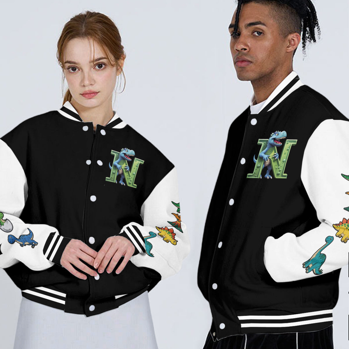 Dinosaurier-Motive für Jungen und Mädchen – Personalisierte Kinder-Collegejacke