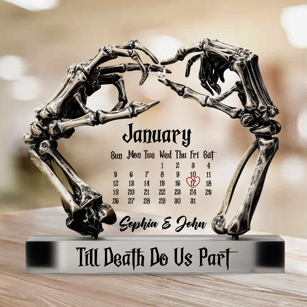 Bis dass der Tod uns scheidet – Personalisierte Acrylplakette in individueller Form für Paare