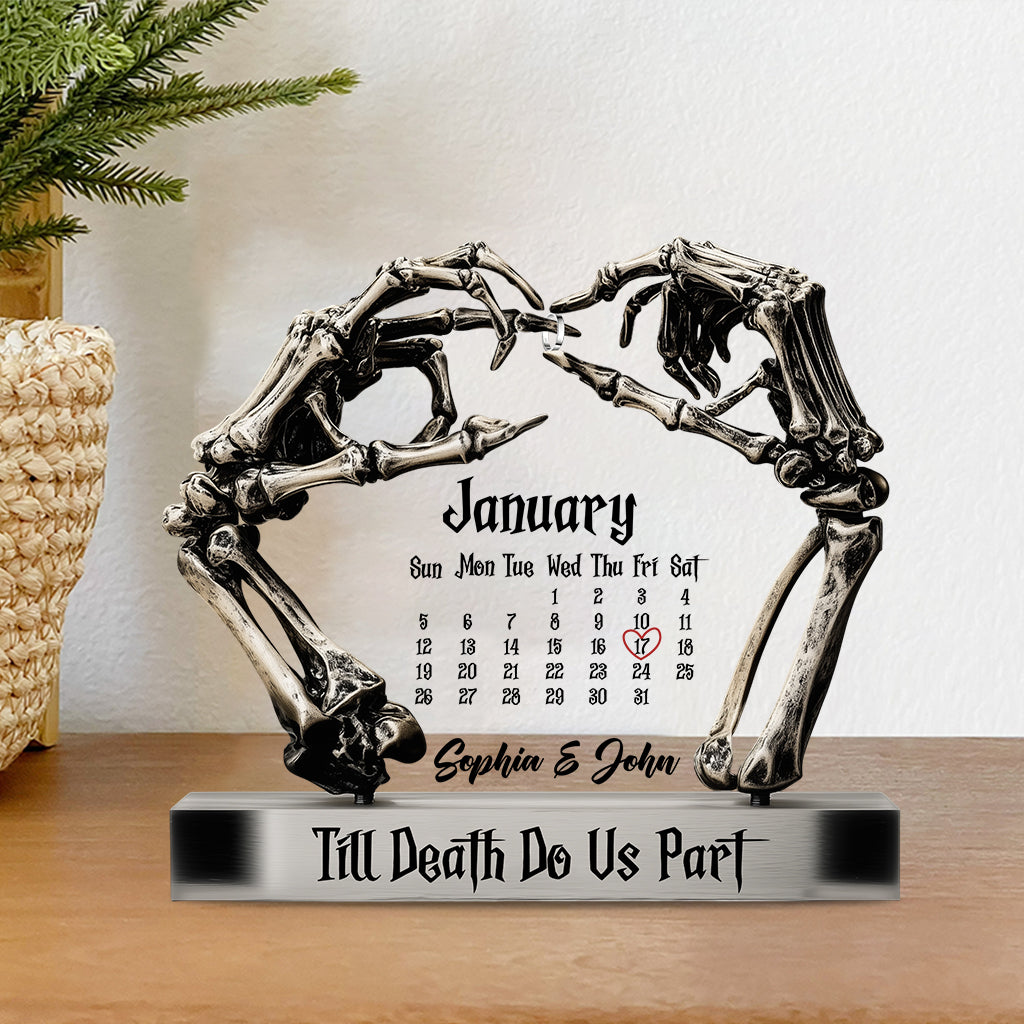 Bis dass der Tod uns scheidet – Personalisierte Acrylplakette in individueller Form für Paare