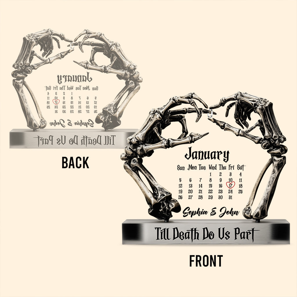 Bis dass der Tod uns scheidet – Personalisierte Acrylplakette in individueller Form für Paare