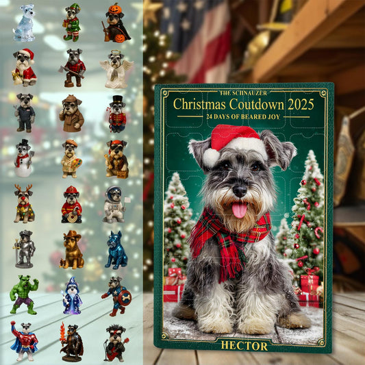 Ich liebe meinen Schnauzer – Personalisierter Schnauzer-Adventskalender mit Ornamenten