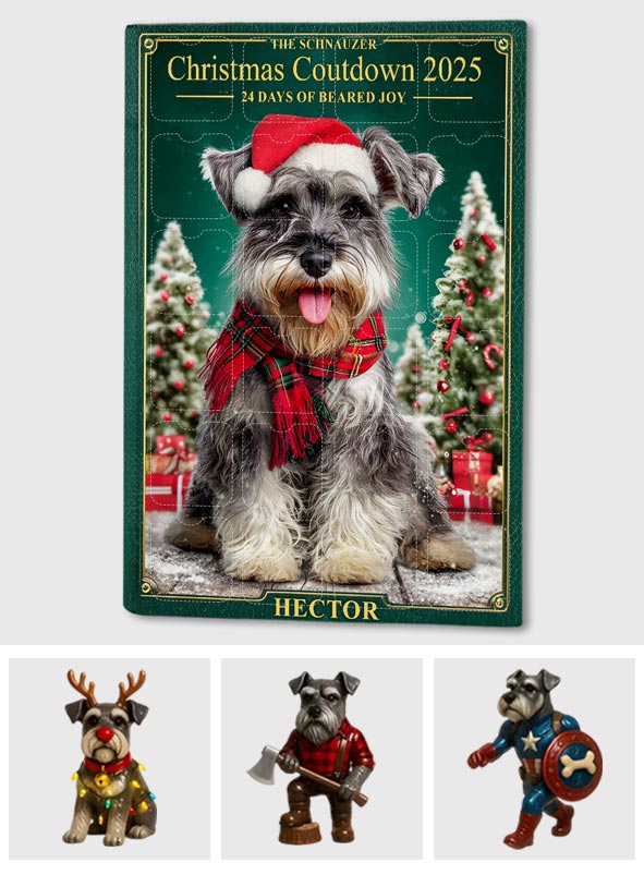 Ich liebe meinen Schnauzer – Personalisierter Schnauzer-Adventskalender mit Ornamenten
