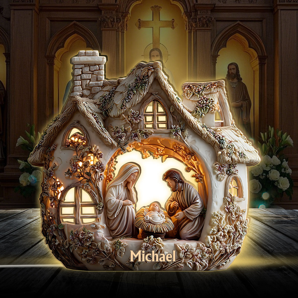 Nativity Scene - Personalized Christian Acrylic LED Night Light