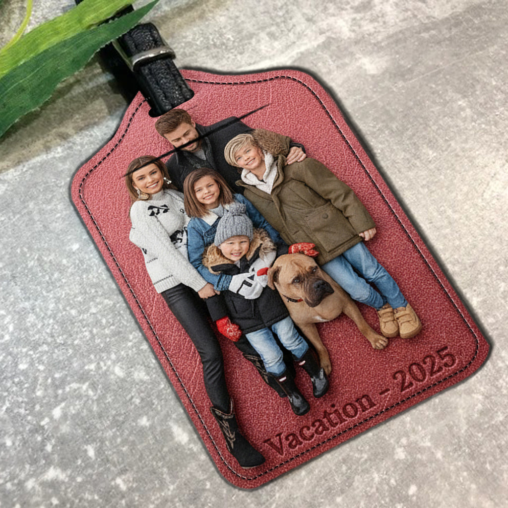 Custom Photo - Personalized Family Leather Luggage Tag