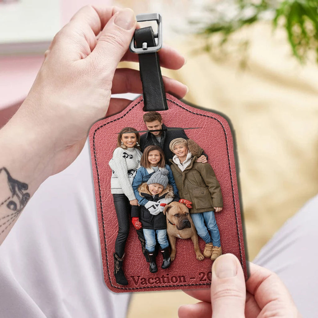 Custom Photo - Personalized Family Leather Luggage Tag
