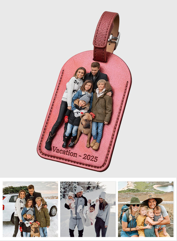 Custom Photo - Personalized Family Leather Luggage Tag