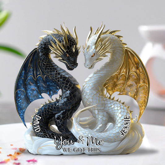Du und ich, wir schaffen das – personalisierte Drachen-Acrylplakette in individueller Form