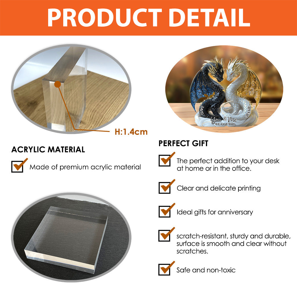 Du und ich, wir schaffen das – personalisierte Drachen-Acrylplakette in individueller Form