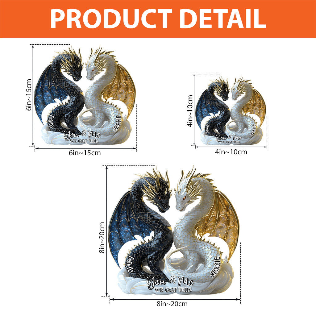 Du und ich, wir schaffen das – personalisierte Drachen-Acrylplakette in individueller Form