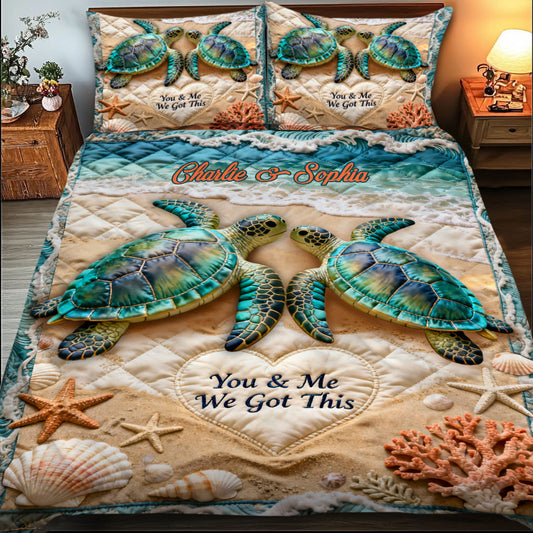 You & Me We Got This - Personalized Turtle Quilt Set