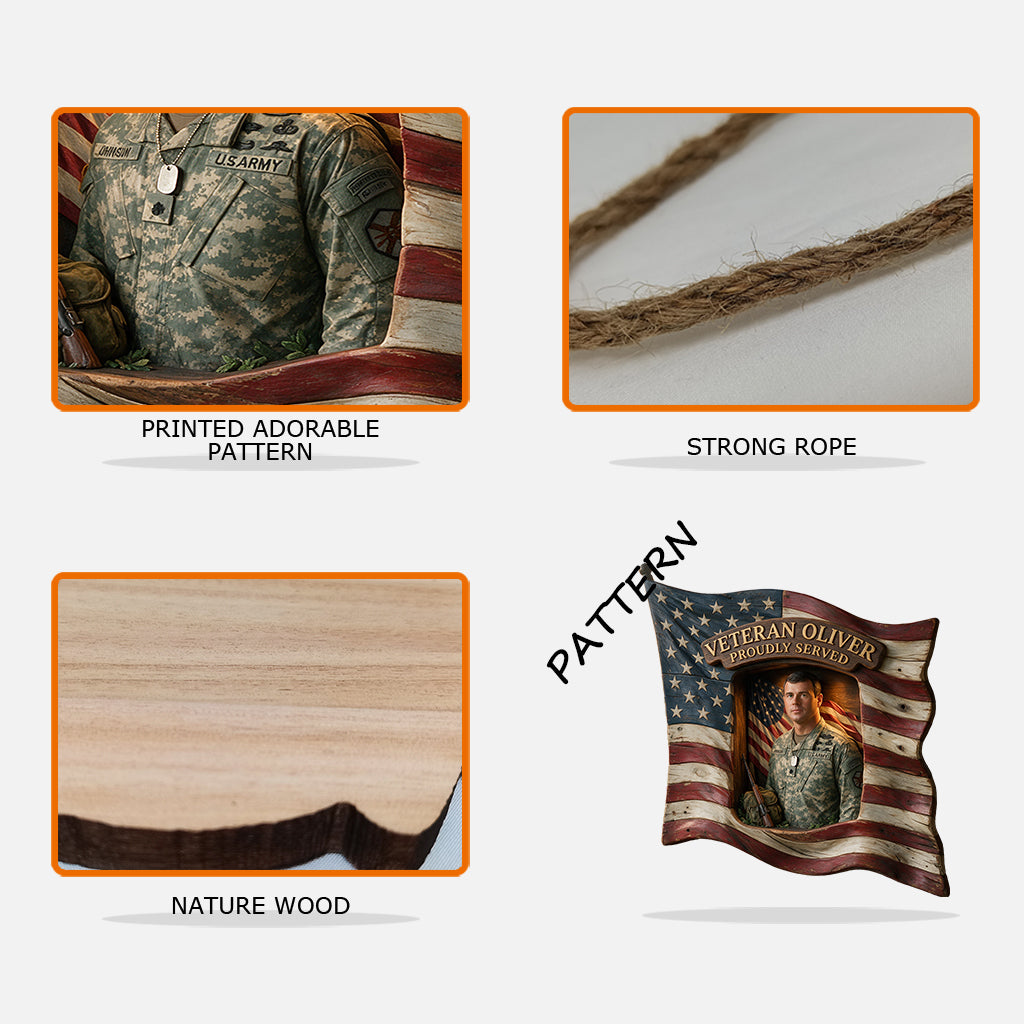 Proudly Served - Personalized Veteran Custom Shaped Wood Sign