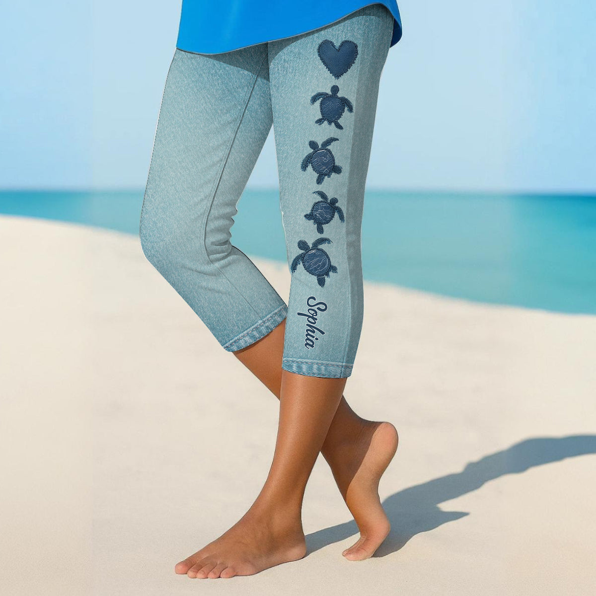 Personalisierte Capri-Leggings mit Schildkrötenmotiv