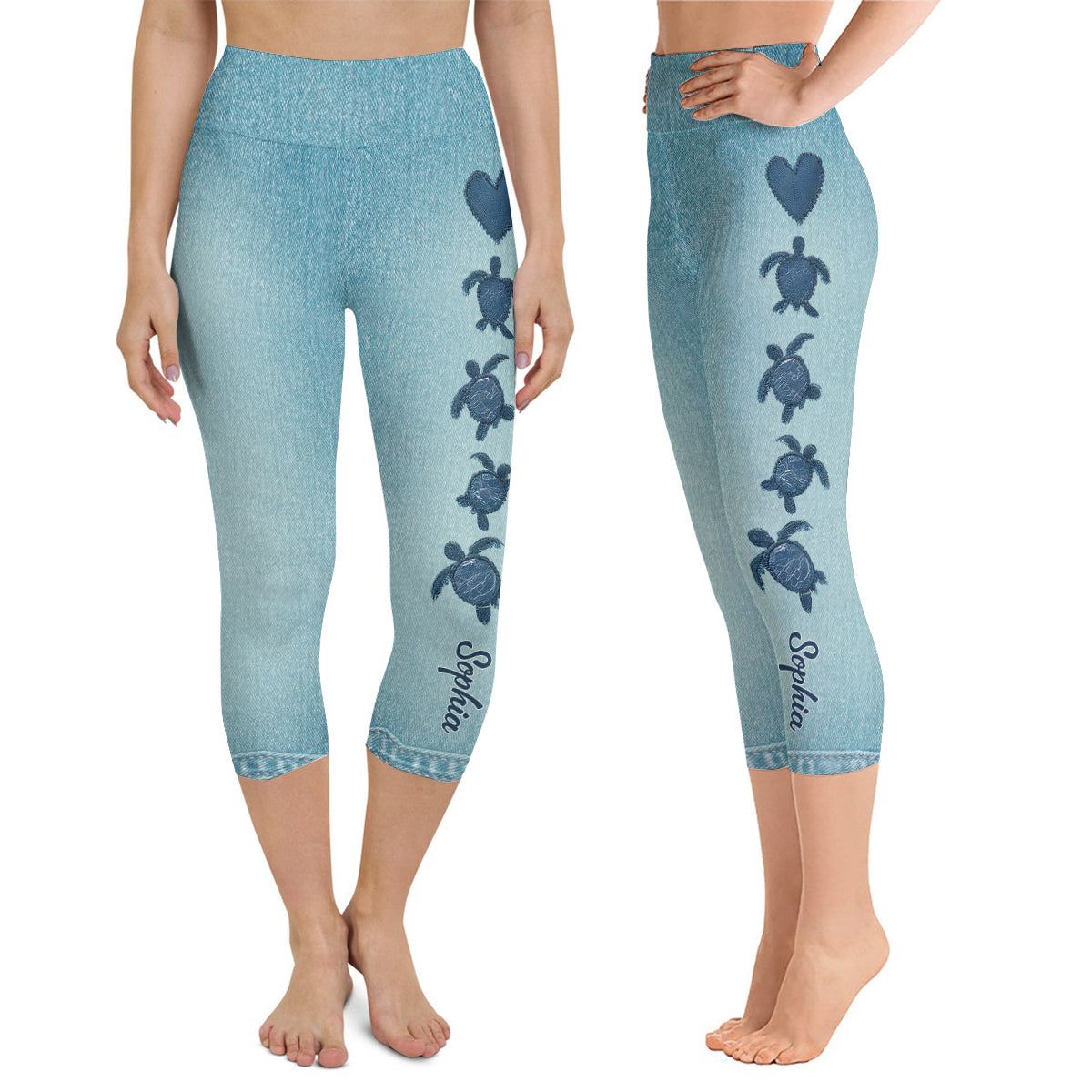 Personalisierte Capri-Leggings mit Schildkrötenmotiv