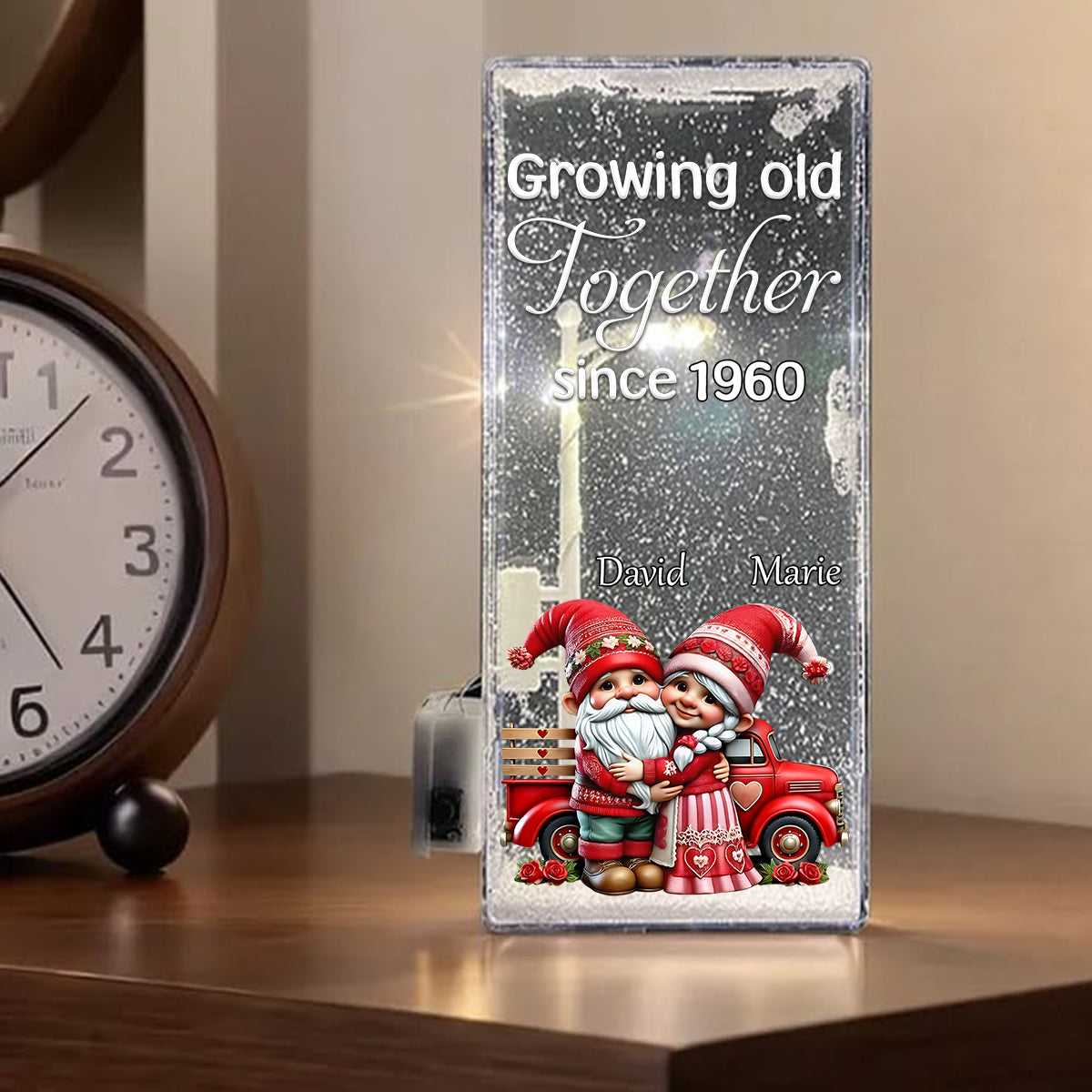 Gemeinsam alt werden seit – Personalisierte Schneeflocken-Nachtlampe für Paare