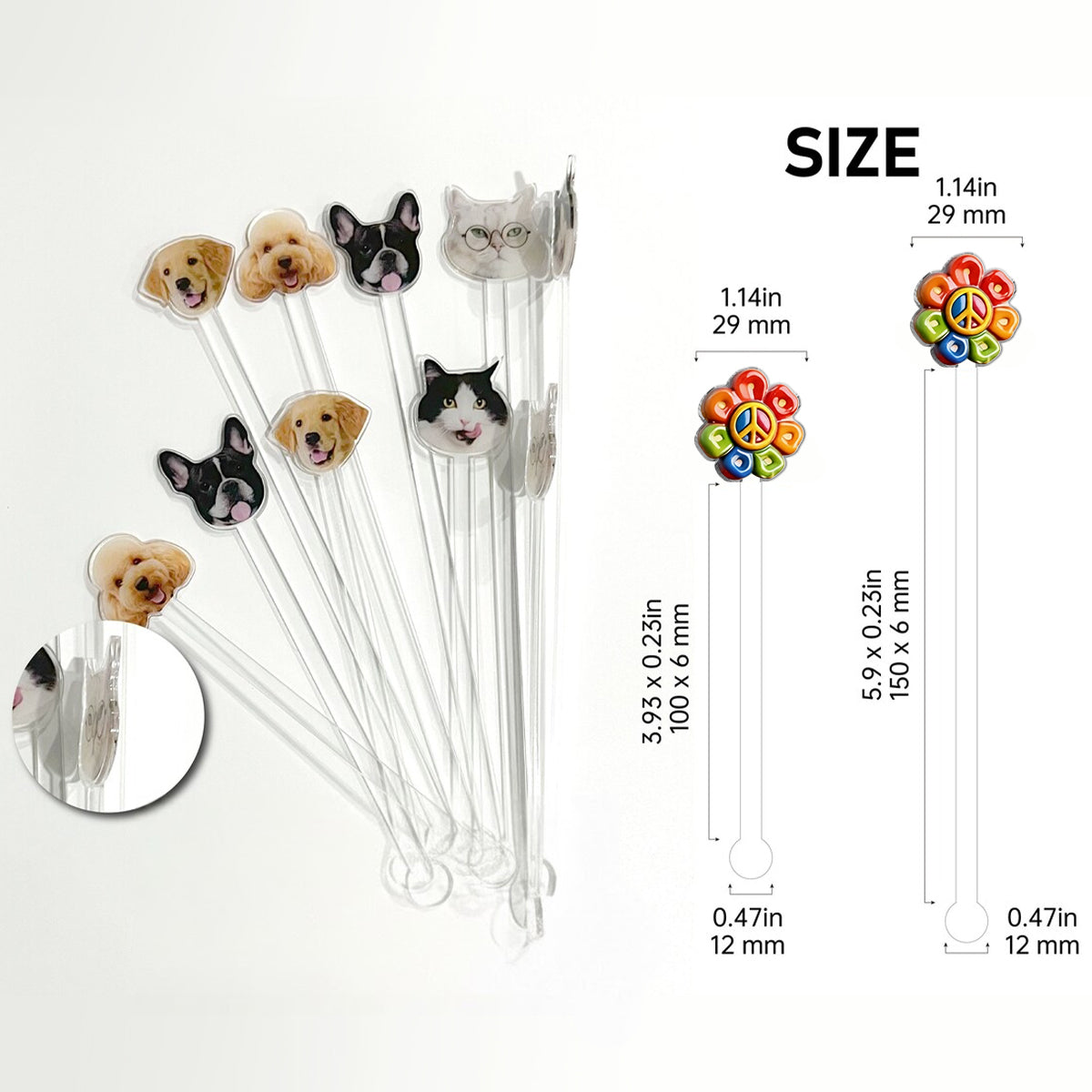 Hippie Peace Love - Personalized Hippie Set Accent Mug with Acrylic Stirrers