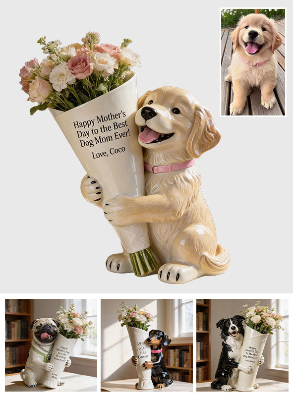 Blumenstrauß Vase - Perfektes Geschenk für Hundemama - Personalisierte Hund Acryl Blumen Vase