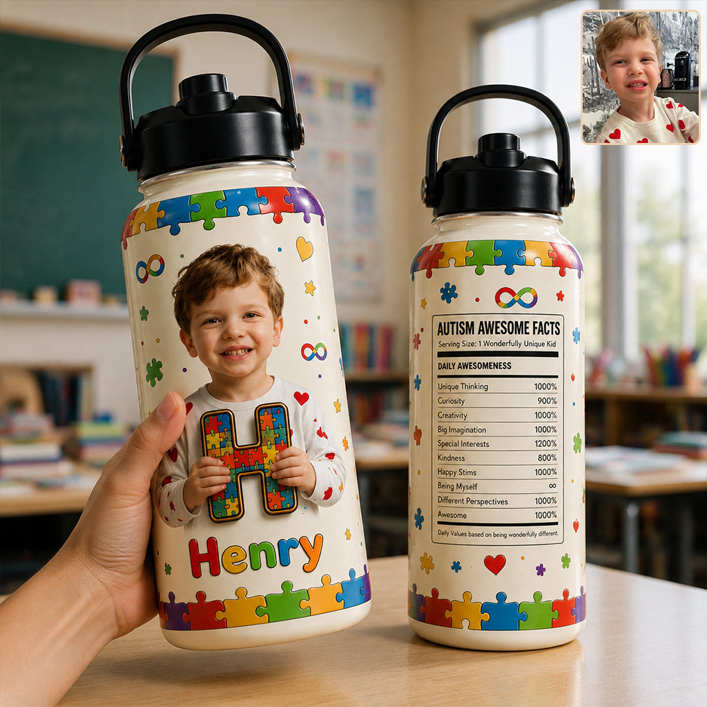 It's OK To Be Different - Personalized Autism Awareness Kids Water Bottle