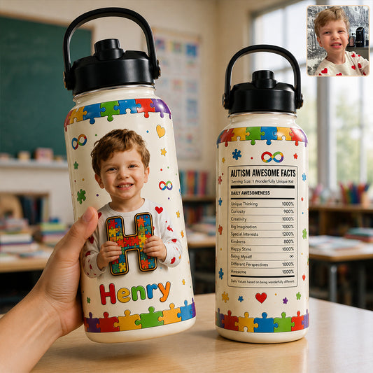 Es ist in Ordnung, anders zu sein - Personalisierte Wasserflasche für Kinder zur Aufklärung über Autismus