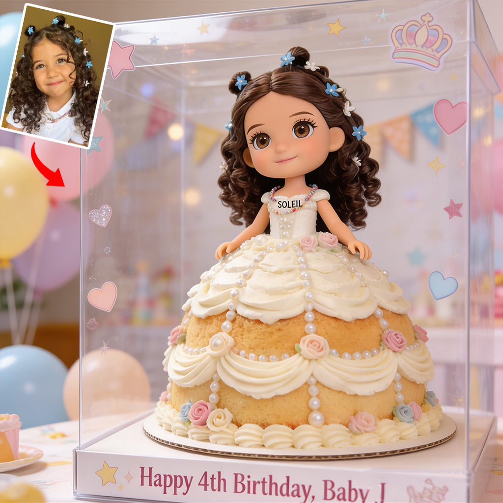 Princess Doll Birthday Cake - Personalized Kid Custom Shaped Acrylic Plaque