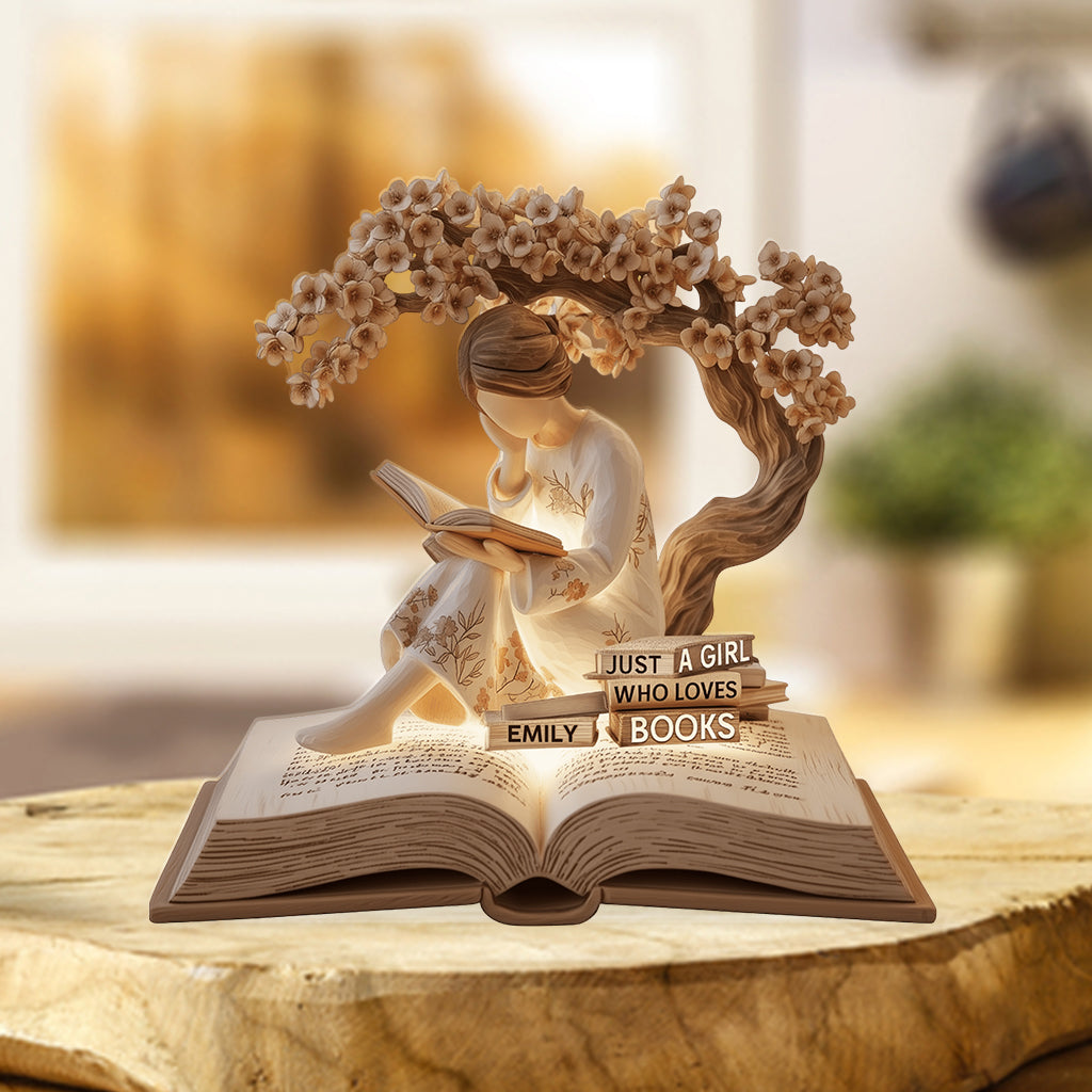 Just A Girl Who Loves Books - Personalized Book Custom Shaped Acrylic Plaque