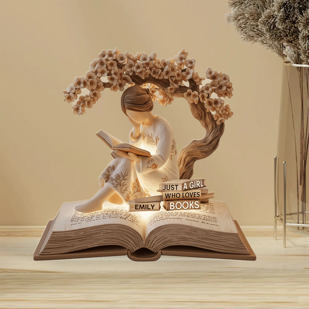 Just A Girl Who Loves Books - Personalized Book Custom Shaped Acrylic Plaque