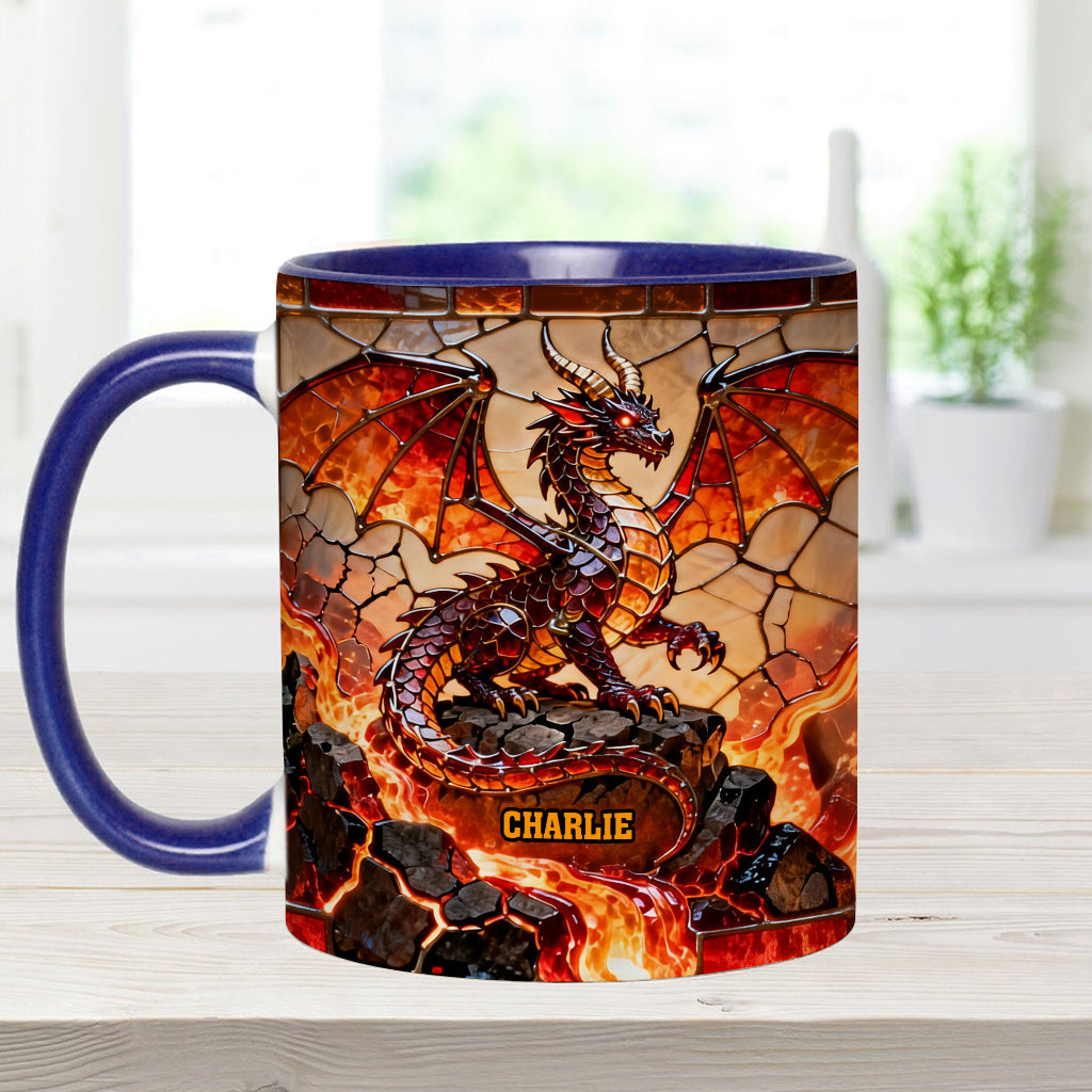 Feuerdrache – Personalisierte Tasse und Untersetzer mit Drachenmotiv