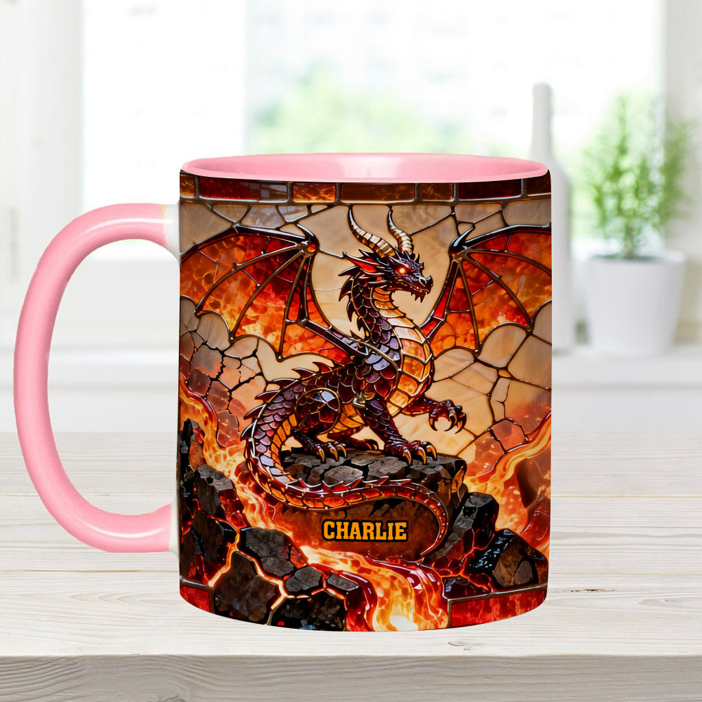 Feuerdrache – Personalisierte Tasse und Untersetzer mit Drachenmotiv