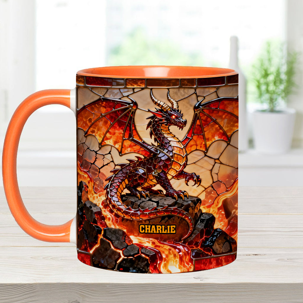 Feuerdrache – Personalisierte Tasse und Untersetzer mit Drachenmotiv