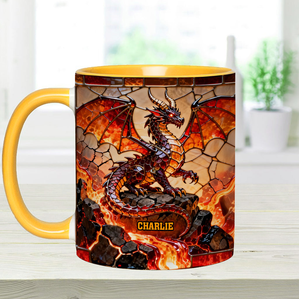 Feuerdrache – Personalisierte Tasse und Untersetzer mit Drachenmotiv